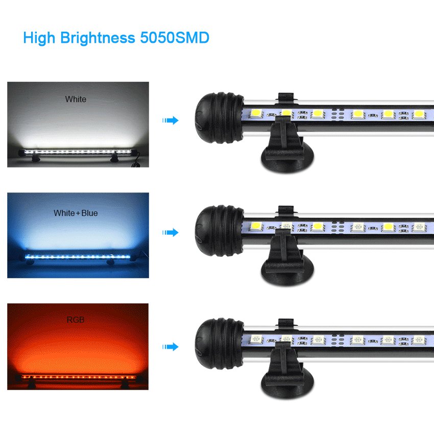 LED lights for aquarium and aquarium, waterproof, 100-240V, EU plug