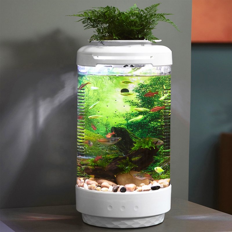 MicMol- Aqua Pod 4.3L Plastic Mini LED Aquarium Tank Fish Tank for Desktop Home Decoration.