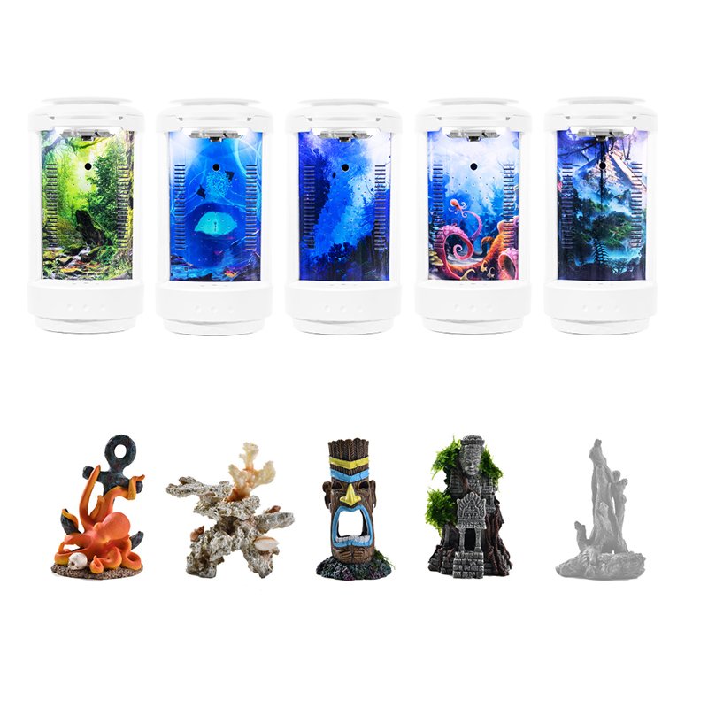 MicMol- Aqua Pod 4.3L Plastic Mini LED Aquarium Tank Fish Tank for Desktop Home Decoration.