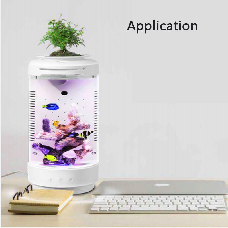 MicMol- Aqua Pod 4.3L Plastic Mini LED Aquarium Tank Fish Tank for Desktop Home Decoration.