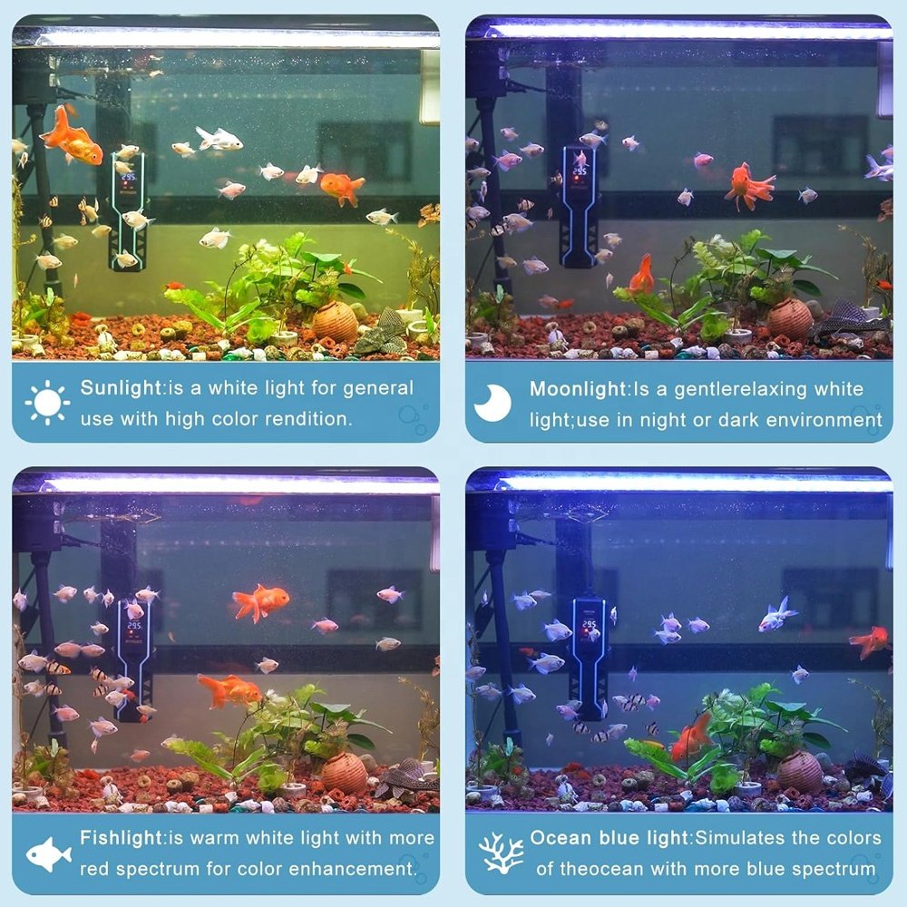 Full Spectrum Fish Tank Light with 24/7 Lighting Cycle, 8 Timer Color Adjustable LED Light App Control, Smart Aquarium Light,