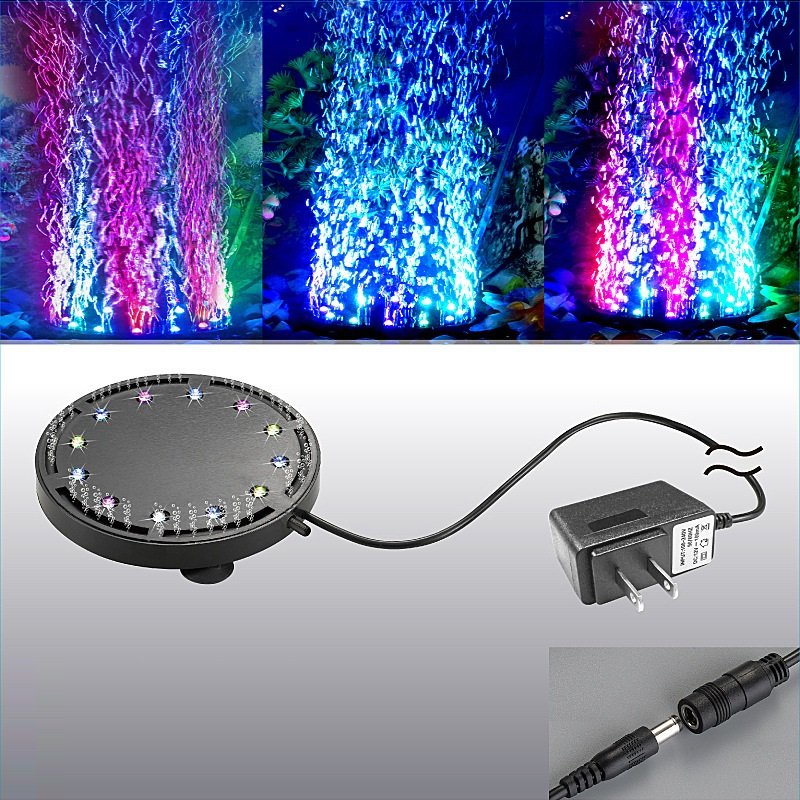 HoneyFly LED Underwater Aquarium Light 100-240V 1W 1.2W IP68 Waterproof Bubble Maker 12 LED Light Submersible Aquarium