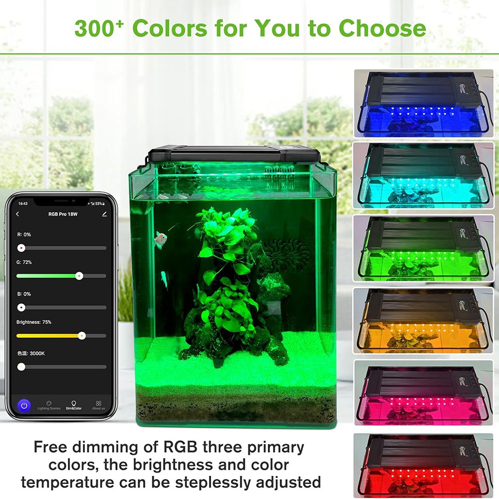 Smart Aquarium Light App Control Full Spectrum Fish Tank Light with 5 Modes Adjustable Timer for Freshwater Saltwater Tank