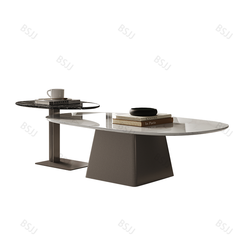 2024 Light Luxury Rock Plate Tea Table Modern Simple Design Small Household Apartment New Living Room Furniture Combination
