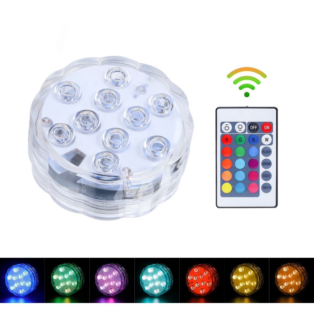 Wholesale Submersible LED Lights Event Home Backyard Decoration RGB Color Remote Control Battery Operated LED Underwater Light