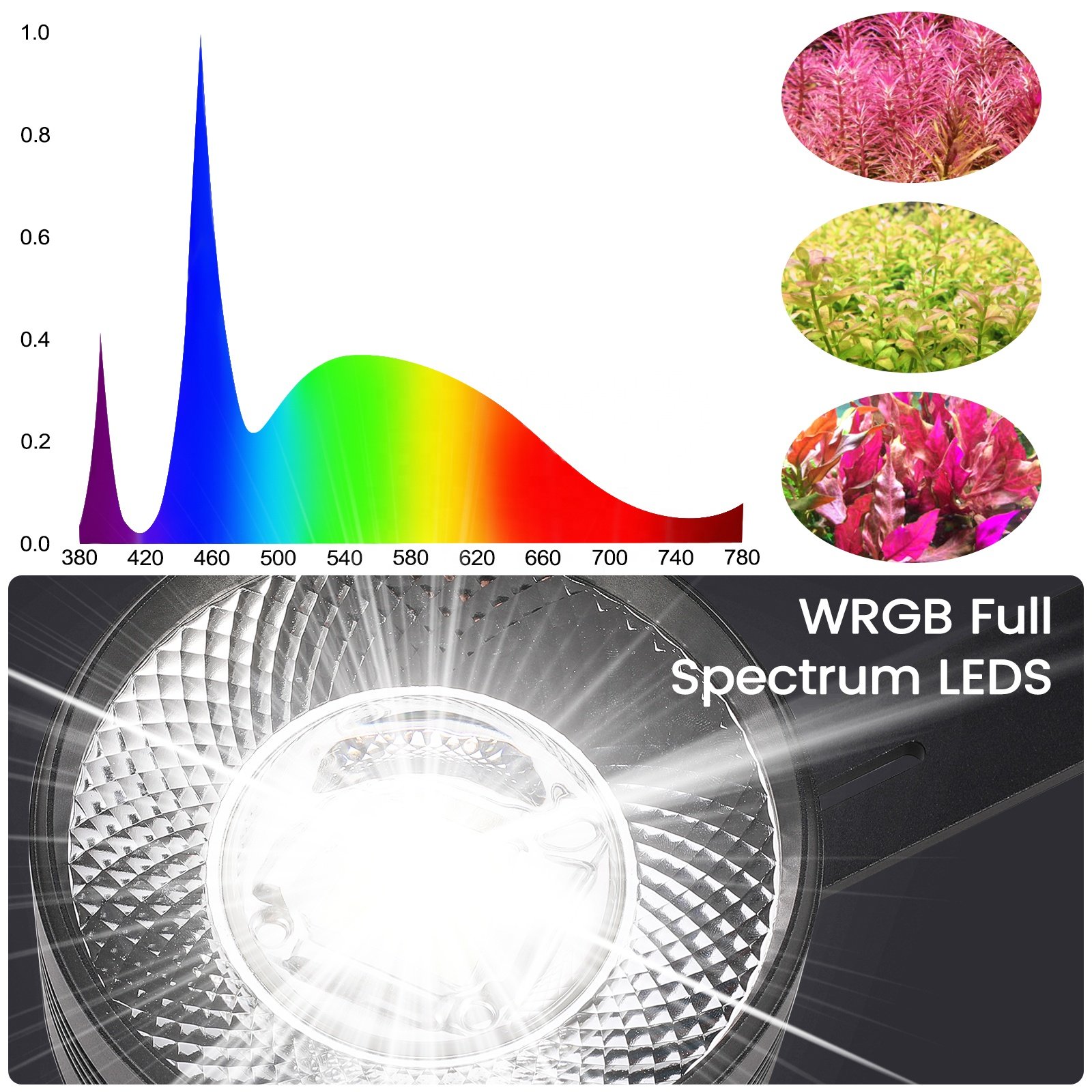Freshwater LED Aquarium Light Full Spectrum 50W 70W Fish Tank Lamp Dimmable Full Spectrum for Planted Tank
