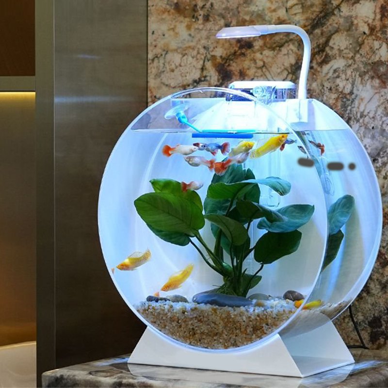 Aquarium accessories multi-size creative home office table floor standing acrylic round fish tank