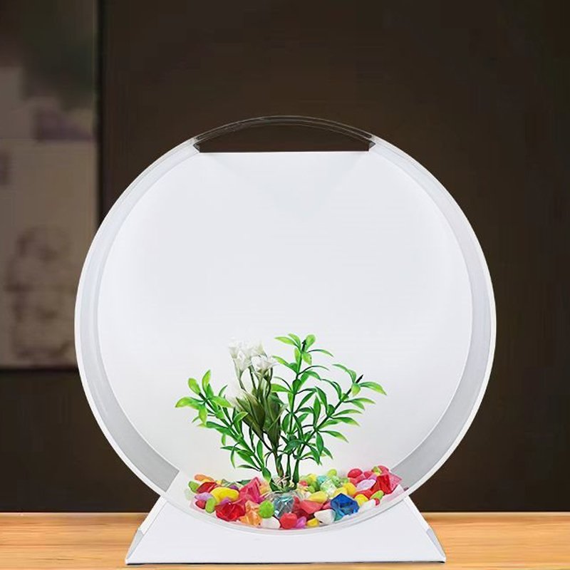 Aquarium accessories multi-size creative home office table floor standing acrylic round fish tank