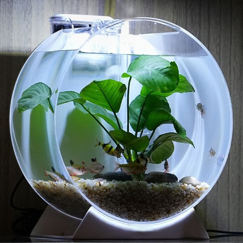 Aquarium accessories multi-size creative home office table floor standing acrylic round fish tank