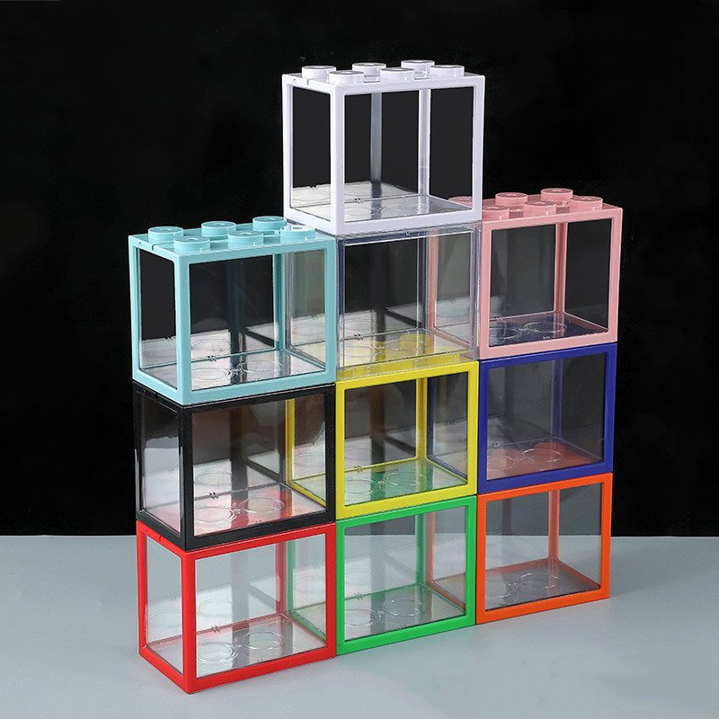 6-Hole Building Blocks Betta Fish Tank Microlandscape Plastic Fish Tank Transparent Glowing Small Fish Tank