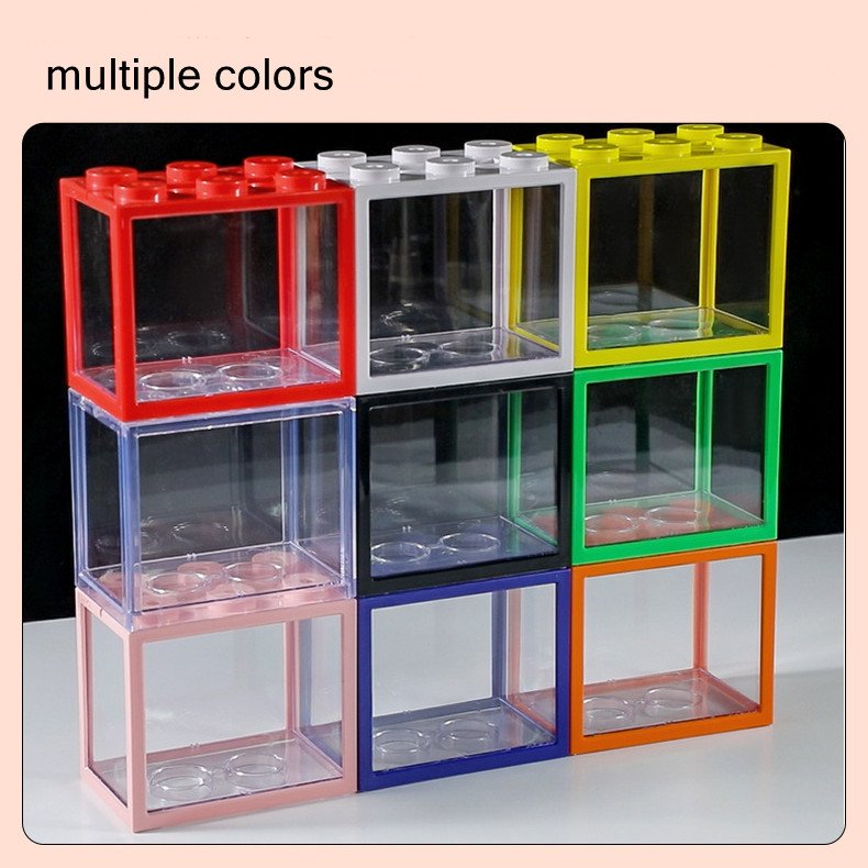 6-Hole Building Blocks Betta Fish Tank Microlandscape Plastic Fish Tank Transparent Glowing Small Fish Tank