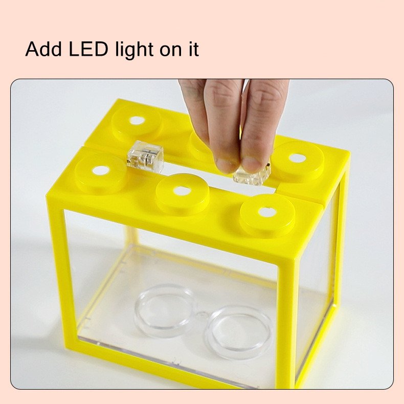 6-Hole Building Blocks Betta Fish Tank Microlandscape Plastic Fish Tank Transparent Glowing Small Fish Tank