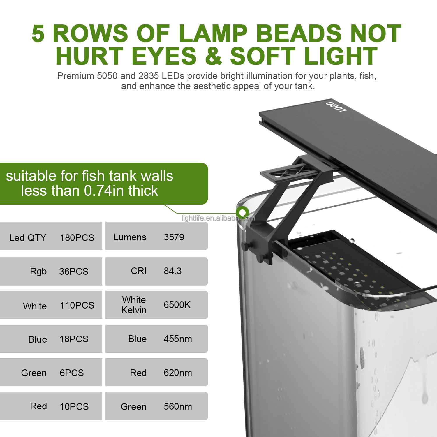 11-55 Inch Adjustable Timer Brightness 9 Colors Clip On Full Spectrum Fish Tank LED Aquarium Lamp Plants Light With Remote