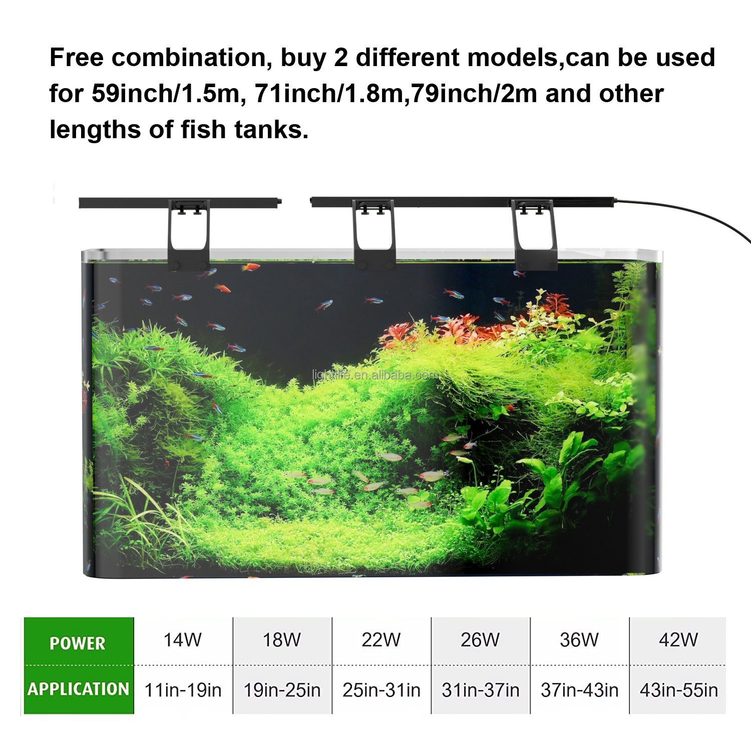 11-55 Inch Adjustable Timer Brightness 9 Colors Clip On Full Spectrum Fish Tank LED Aquarium Lamp Plants Light With Remote