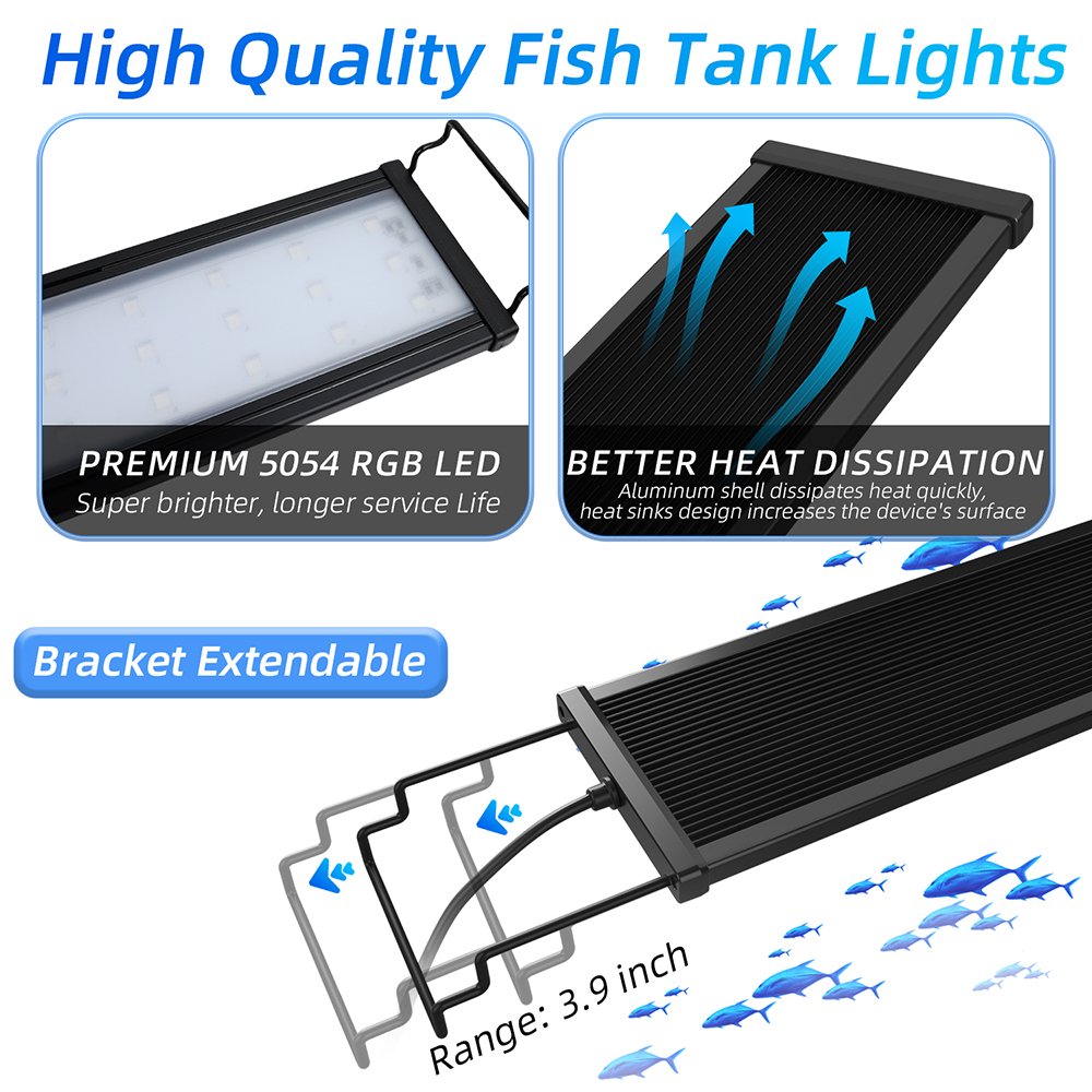 Full Spectrum Fish Tank Bracket Lights With APP Bluetooth Control Dimmable Aquarium Light Simulate Sunrise Sunset Coral Lighting