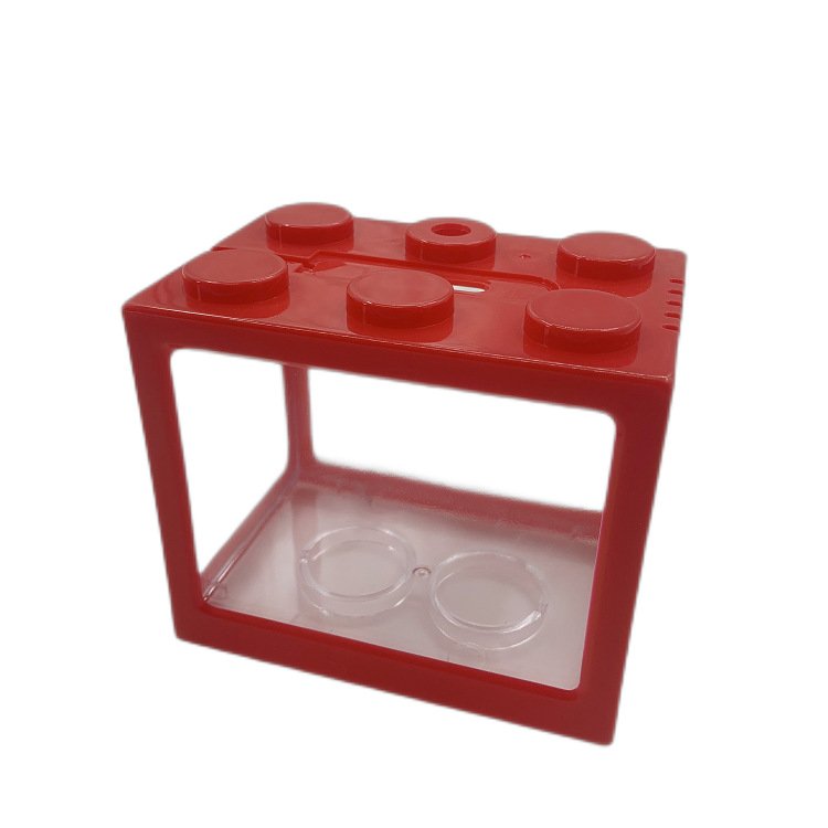 Mini Beta Fish Tank Portable Clear Building Blocks Mini Aquarium Decoration Beta Fish Tank