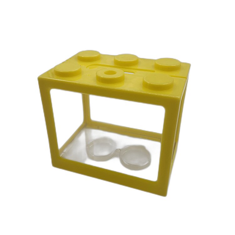 Mini Beta Fish Tank Portable Clear Building Blocks Mini Aquarium Decoration Beta Fish Tank
