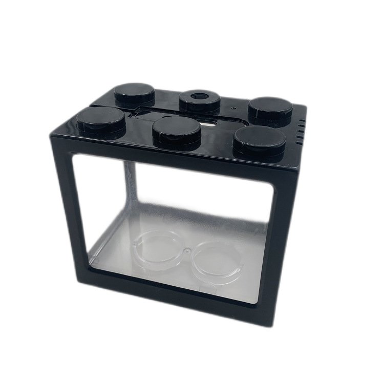 Mini Beta Fish Tank Portable Clear Building Blocks Mini Aquarium Decoration Beta Fish Tank