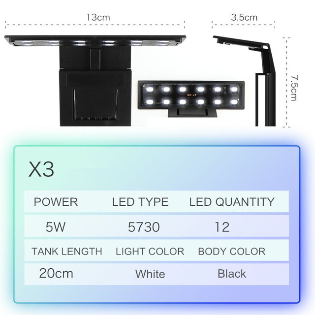 Slim LED Aquarium Light Lighting Plants 5W 10W 15W Aquatic Plant Lighting Waterproof Fish Tank Lamp