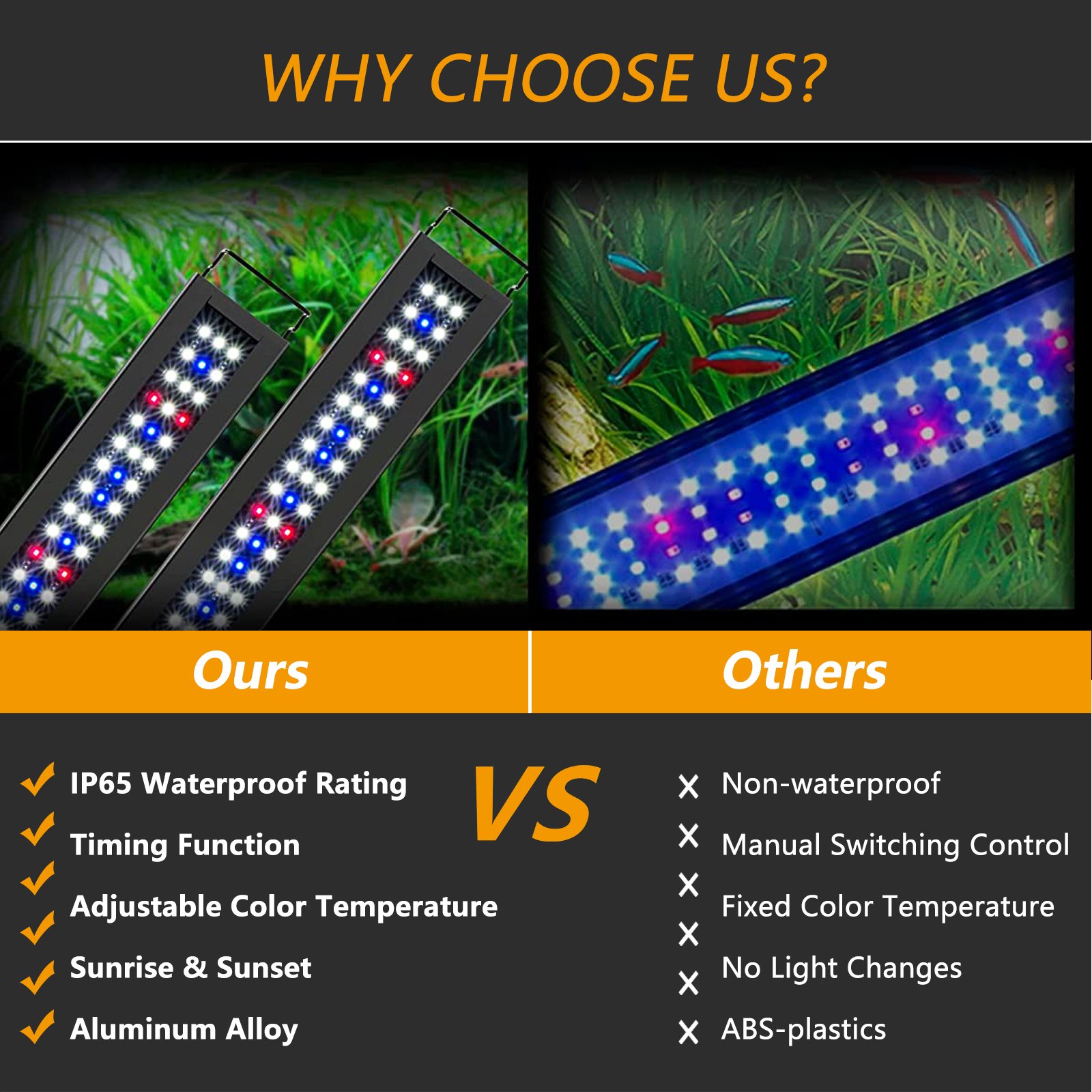 Wholesale OEM/ODM available 9 Watts Full Spectrum Plant LED Aquarium Light suitable for 12-18 inch