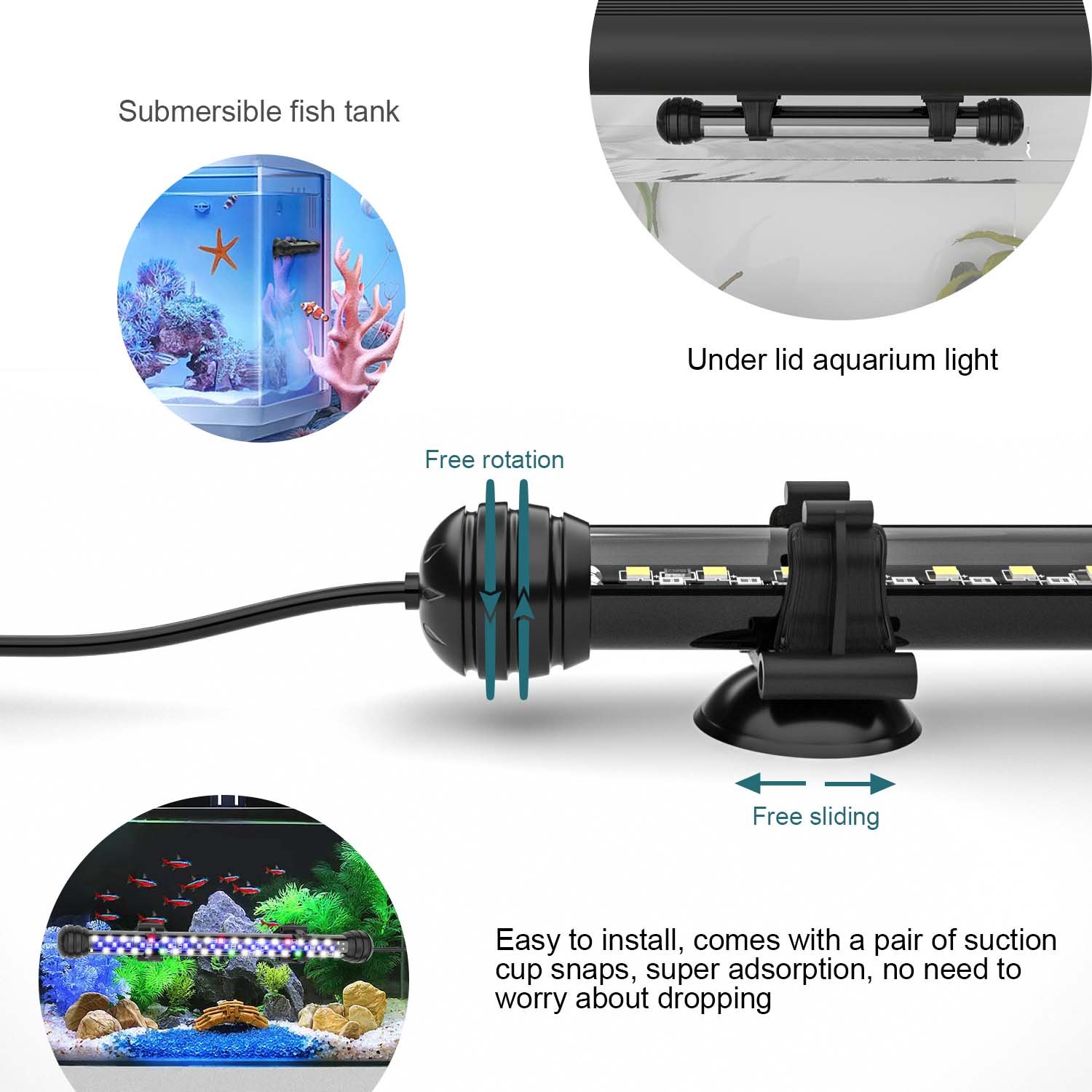 Full Spectrum Planted Aquarium Lamp Bar Accessories Fish Tank Led Submersible Aquarium Light With 3 Rows Beads Dimmer Timer