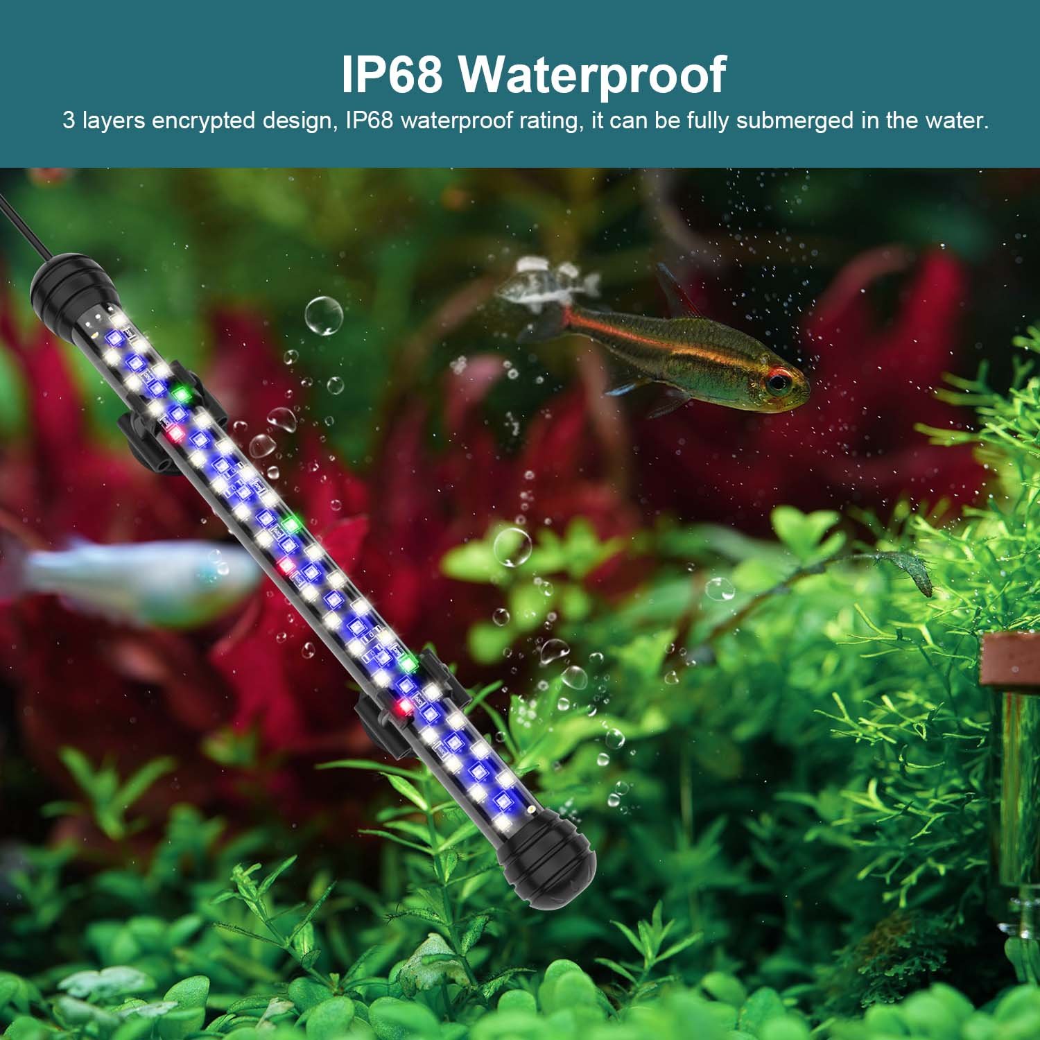 Full Spectrum Planted Aquarium Lamp Bar Accessories Fish Tank Led Submersible Aquarium Light With 3 Rows Beads Dimmer Timer