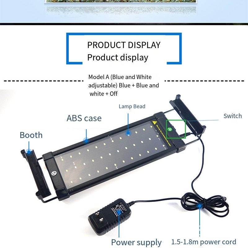 led aquarium lamp aquarium stand light blue and white light aquatic grass lamp fish tank lighting light pet fish tank