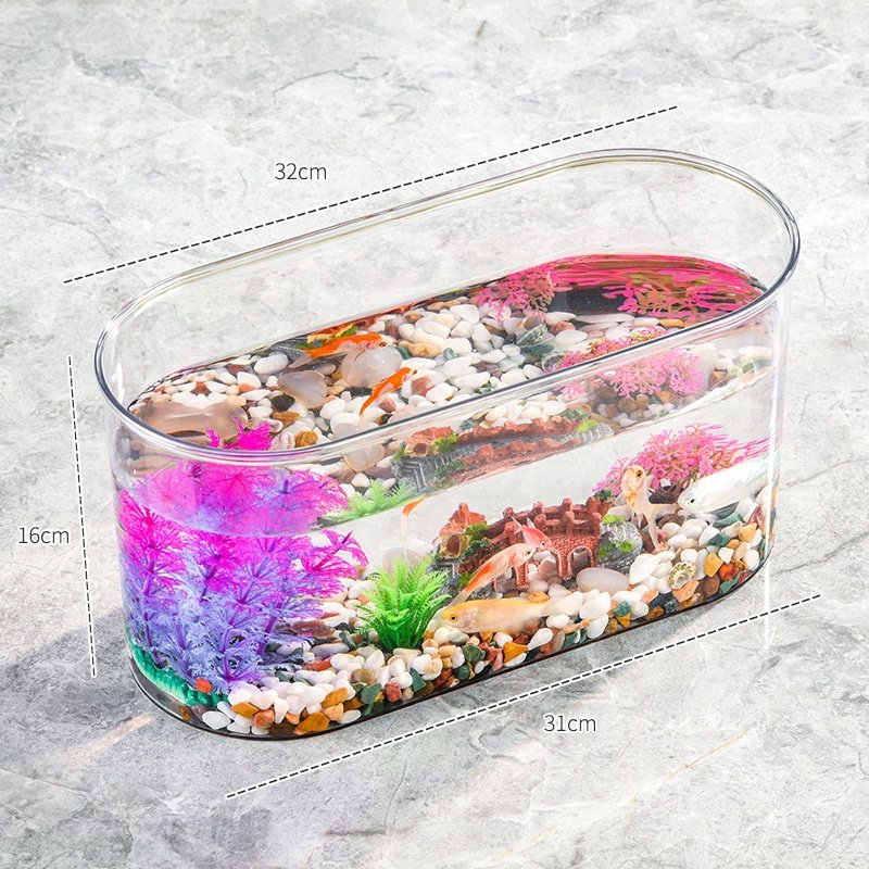 Small Betta Fish Tank, Stackable Mini Fish Tank Aquarium Tank Kit, 3/5 Gallon Rectangular Fish Bowl