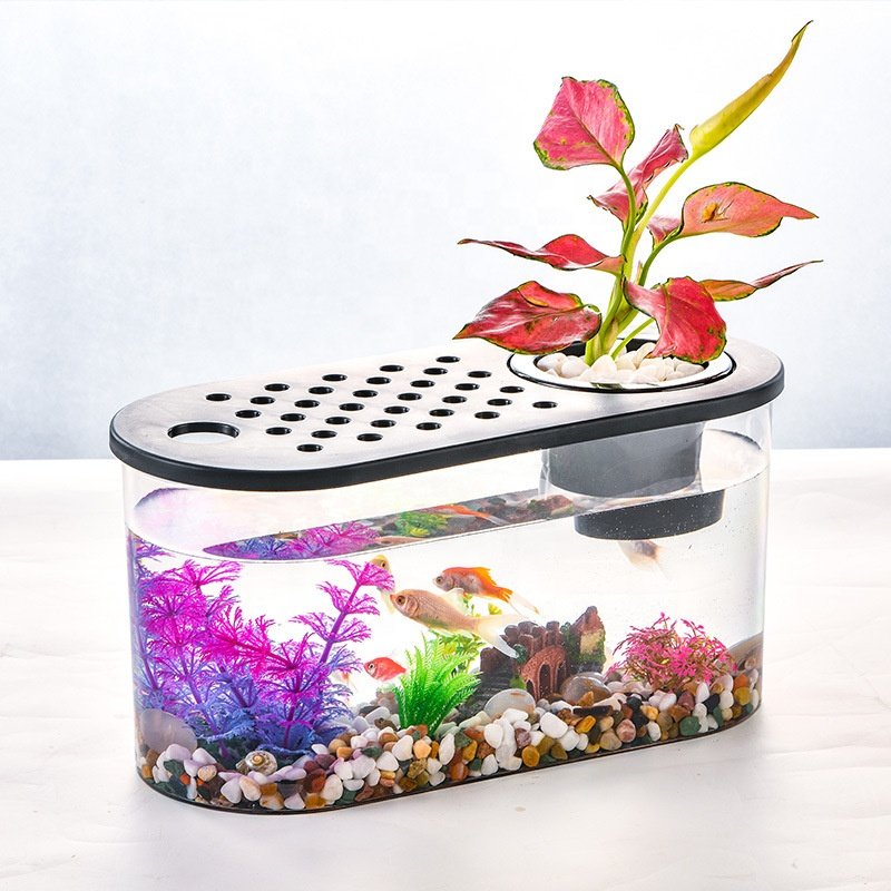 Small Betta Fish Tank, Stackable Mini Fish Tank Aquarium Tank Kit, 3/5 Gallon Rectangular Fish Bowl