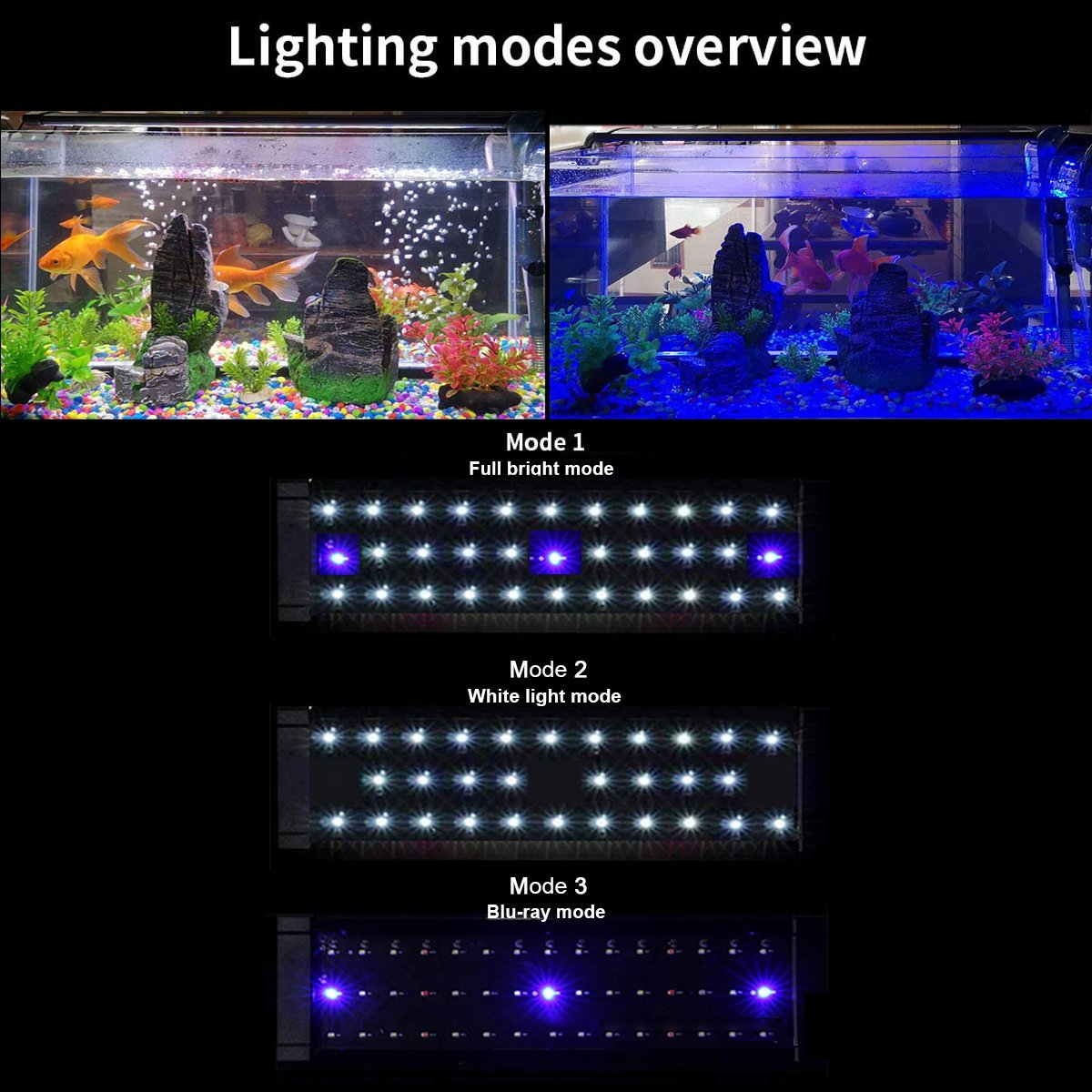 Manufacturers sell transparent luminous blue and white light fish tank bracket lamp aquarium light