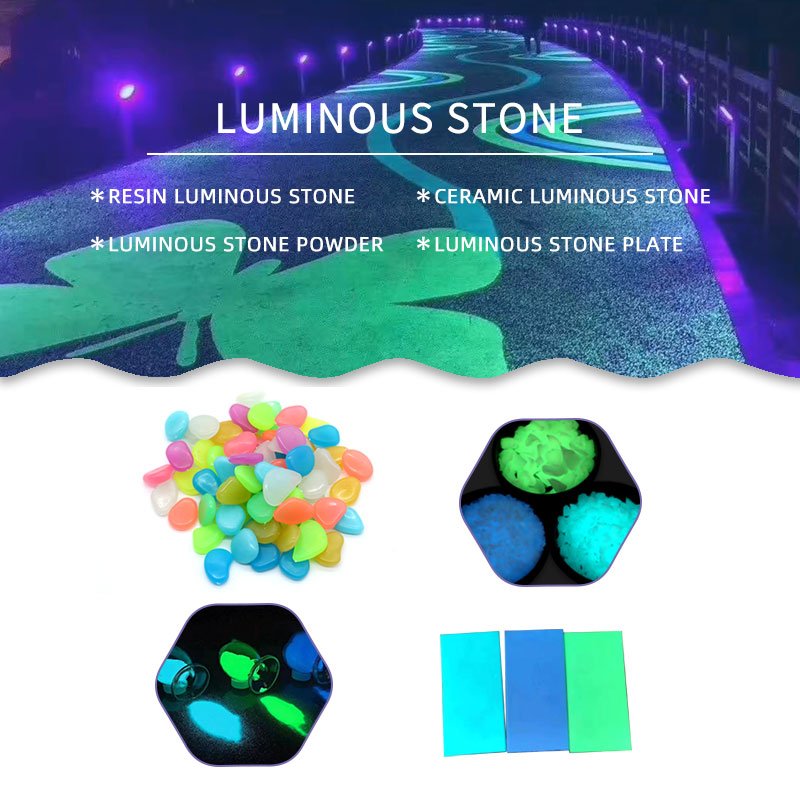 Glow Pebble Stone Granular Pavement Runway Engineering Fluorescent Landscape Pavement Glow in the Dark Stone Non-slip Pavement