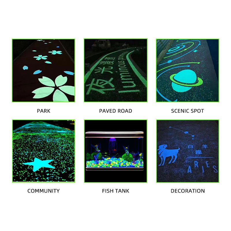 Glow Pebble Stone Granular Pavement Runway Engineering Fluorescent Landscape Pavement Glow in the Dark Stone Non-slip Pavement