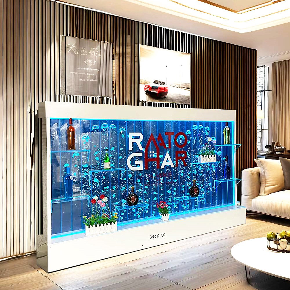 Best Selling Indoor Bullet Bubble Tabletop Wine Cabinet Acrylic Aquarium LED Lighting Room Decoration Wall
