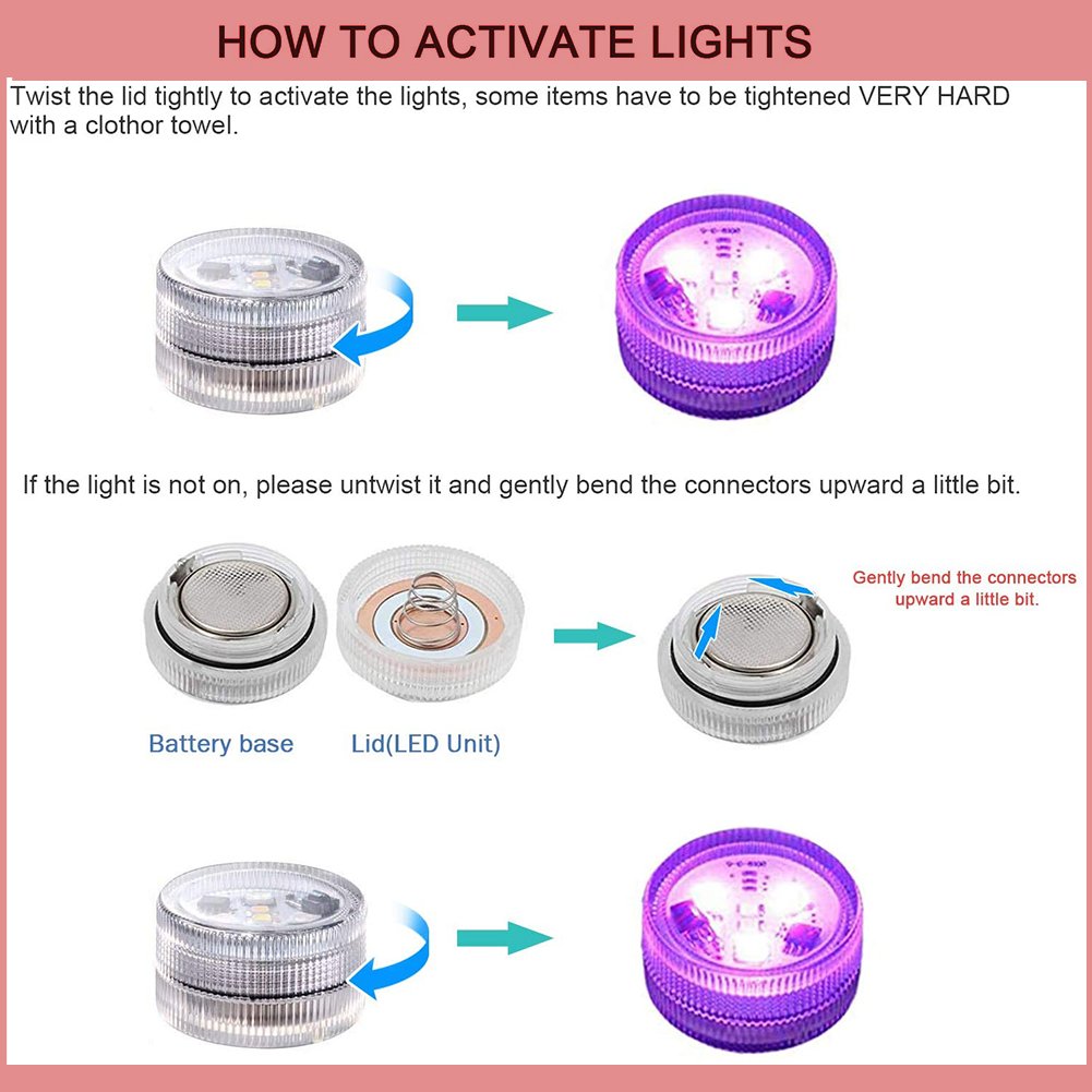 12PCS LED Light Submersible Underwater Disco Hot Tub Candle With Remote RGB For Pond Pool Vase Base Fish Tank Garden Decoration