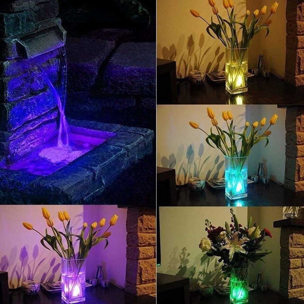 12PCS LED Light Submersible Underwater Disco Hot Tub Candle With Remote RGB For Pond Pool Vase Base Fish Tank Garden Decoration