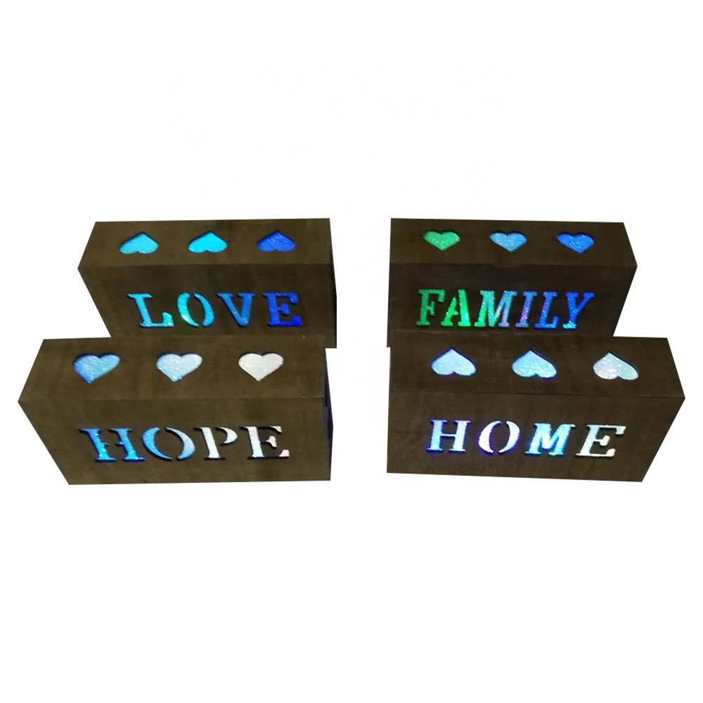 Customized Logo Pattern Shaped Design Bamboo Craft Lamp LED Night Light Solid Photo Wood Led Box Night Light