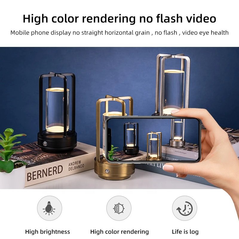 Kid Bedside Rechargeable Crystal Night Lights Cordless Restaurant LED Table Lamp Luxury Lantern