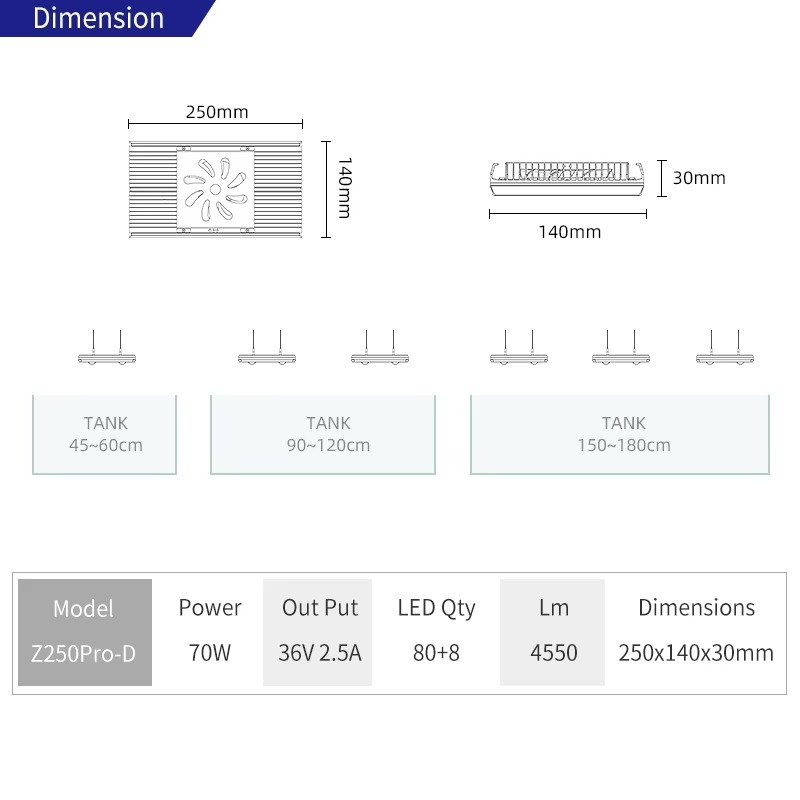 New Arrival Z250PRO Full Spctrum Aquarium Landscape Aquarium Led Light