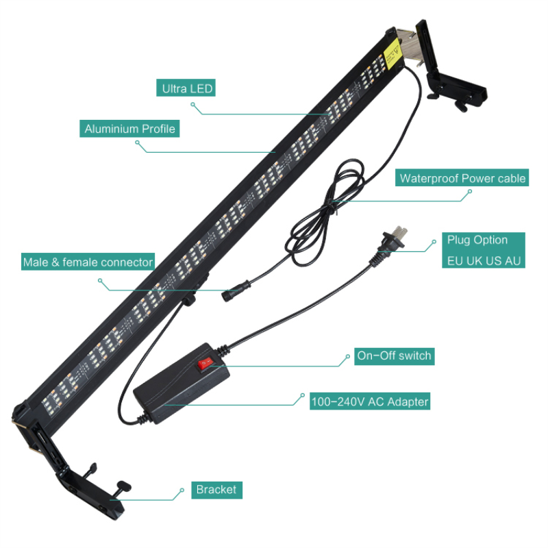 Zaohetian WRGB aluminum lamp Bracket telescopic fish tank light Aquarium LED lights