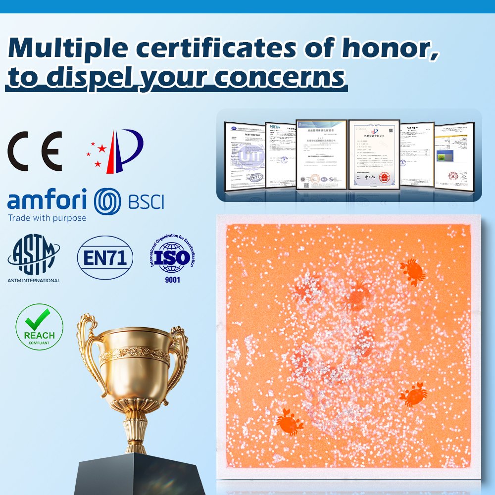 Relieve stress in children with autism, hot selling squeezing toys, luminous square aquarium sensory liquid floor tiles
