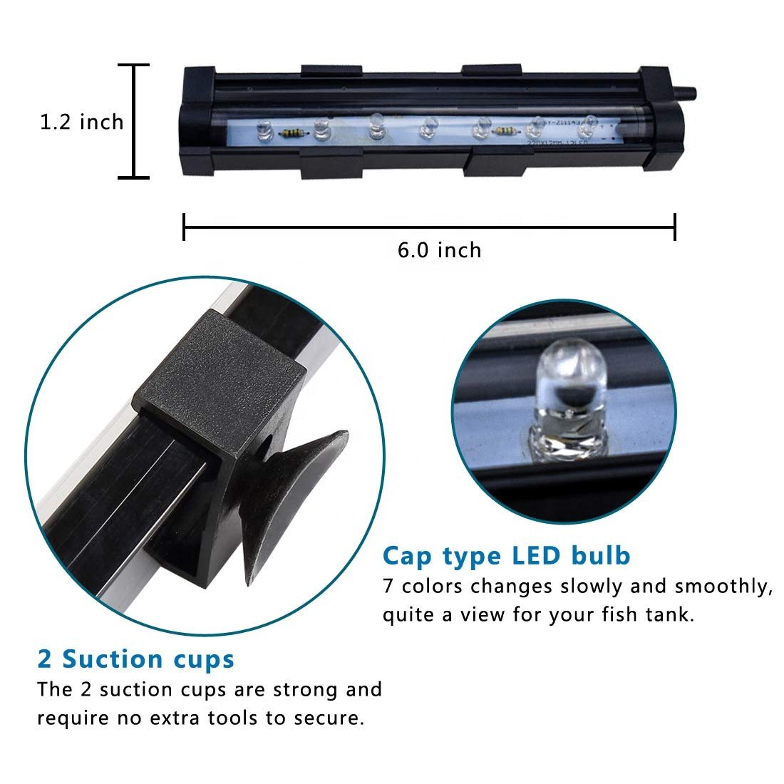 1W RGB Aquarium light Automatic color changing Fish Tank Lights Waterproof multicolour Led Aquarium Lamp Underwater light