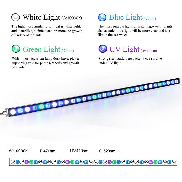 reef salt water 2ft 3ft wrgb fish tank full spectrum timing dimmable 4ft led light aquarium blue tooth wifi aquarium led light