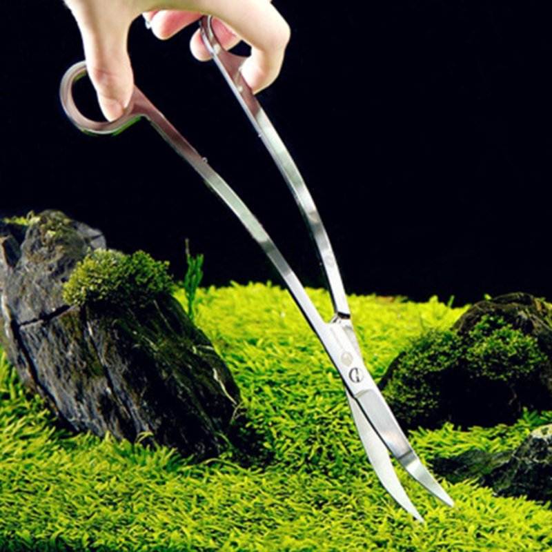 Aquarium Fish Tank 25cm Scissor Aquatic Plant Cleaning Tools Tongs Scissor Stainless Big Water grass shears Steel Wave Scissor