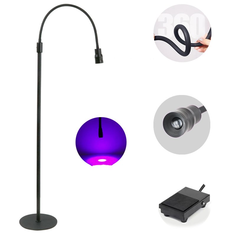 Adjustable UV LED Eyelash Extension Lamp Fast Curing Suitable for Beauty Salon Eyelash Extension LED UV Lamp with Glue Goggles