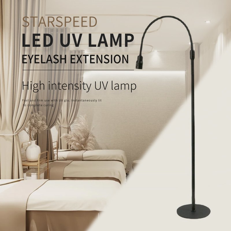 Adjustable UV LED Eyelash Extension Lamp Fast Curing Suitable for Beauty Salon Eyelash Extension LED UV Lamp with Glue Goggles