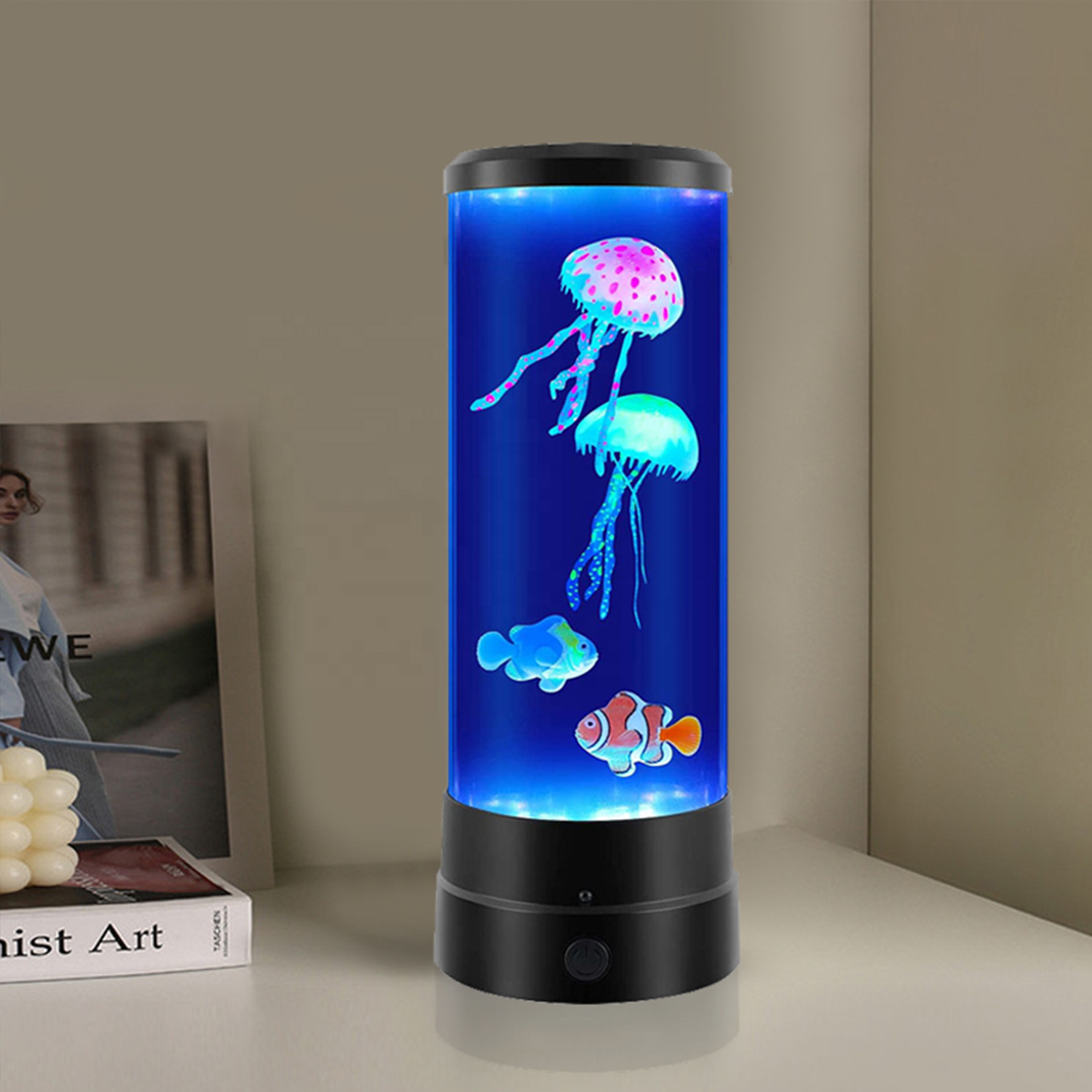 Hot Selling 10 inch Acrylic LED Color Changing Mini Decompression Aquarium Light Jellyfish Countertop Decoration