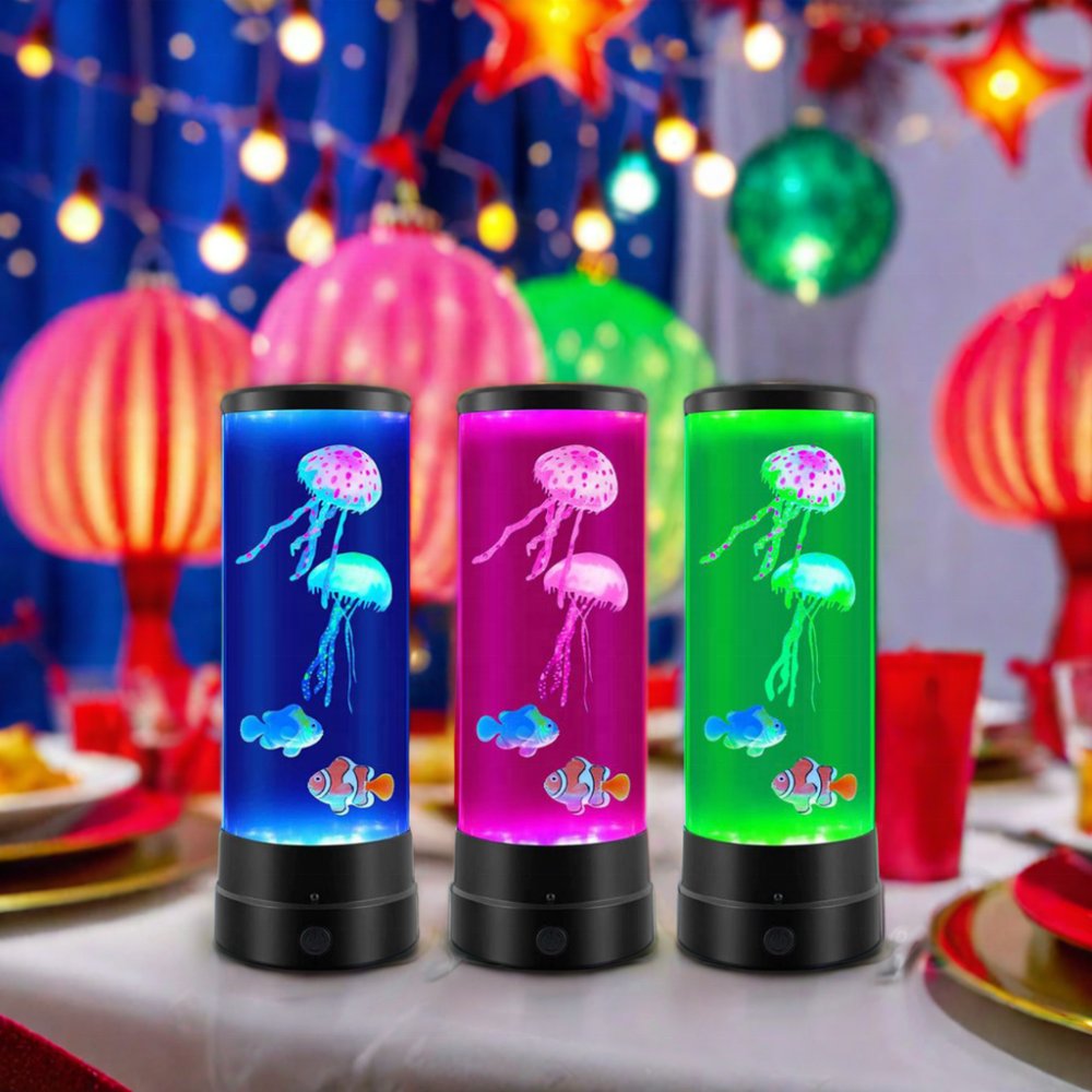 Hot Selling 10 inch Acrylic LED Color Changing Mini Decompression Aquarium Light Jellyfish Countertop Decoration