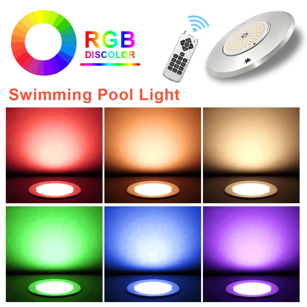IP68 White Blue RGB Underwater Lamp 7.5mm Surface wall Mounted 12VAC 10W PAR56 LED Swimming Pool Light