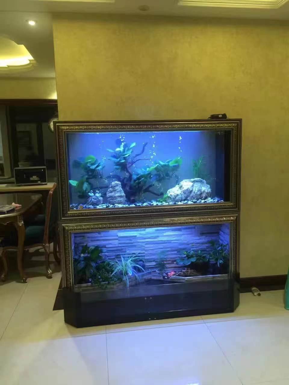 Led Fish Light Glass Large Table with Coffee Seat Saltwater Accessories Aquariums Glass Tank Fibreglass Koi Fish Tank 500L