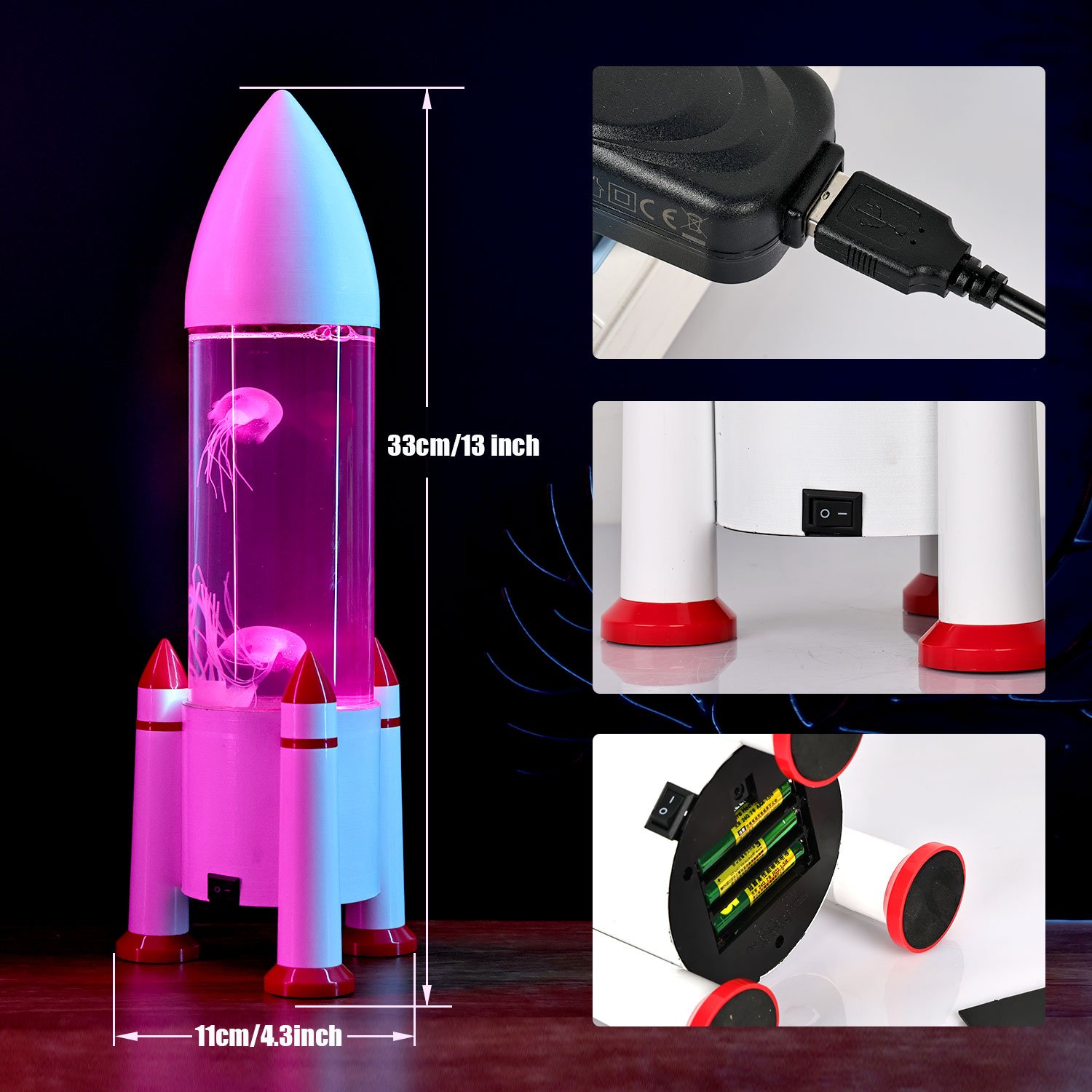 Kids RGB color changing mood aquarium Jelly Fish Led Night Lights LED Fantasy Lamp Jellyfish Lamp
